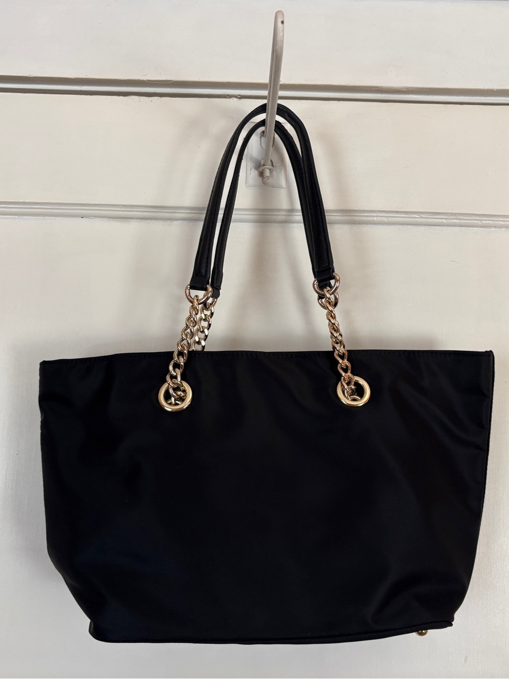 NEW Calvin Klein Black Chain-Handle Microfiber Tote Shoulder Bag / Purse - Picture 2 of 14